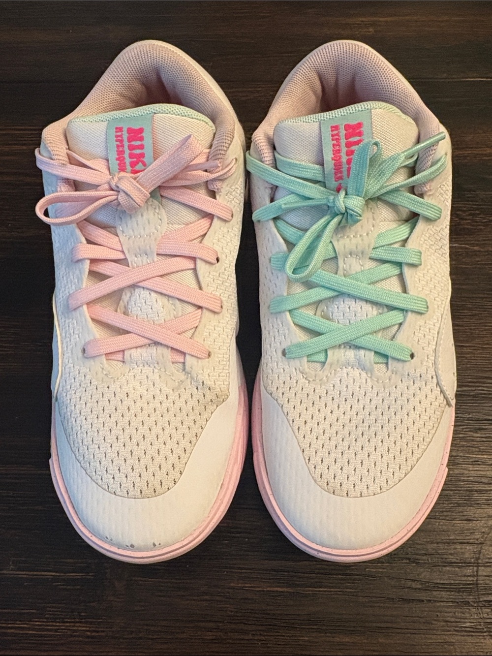 Nike Kids' Pastel Dual-Lace Sneakers in Pink & Mint